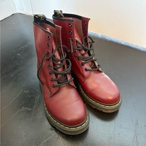 Dr. Martens 1460 Lace Up Boots in Cherry Red Smooth Leather